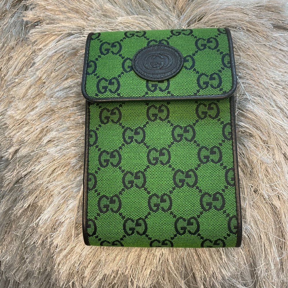 New Gucci GG Multicolor Mini Bag In Green And Blue Canvas